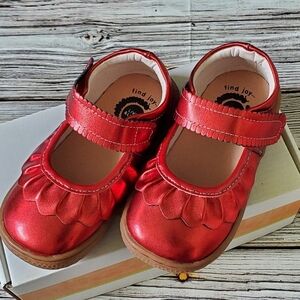 Livie and Luca Ruche Mary Jane Shoes Metallic Red Holiday Christmas Shoes NIB